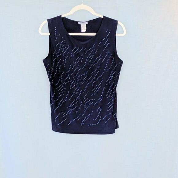 Bleeker and McDougal Navy Patterned Top - Picture 1 of 4